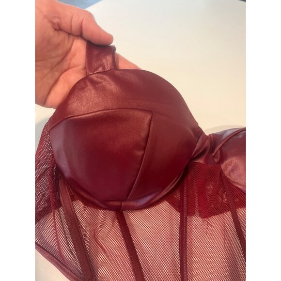 Red Satin & Mesh Underwire Bralette - Picture 3 of 5